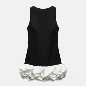 Black Dress with White Ruffle Hem